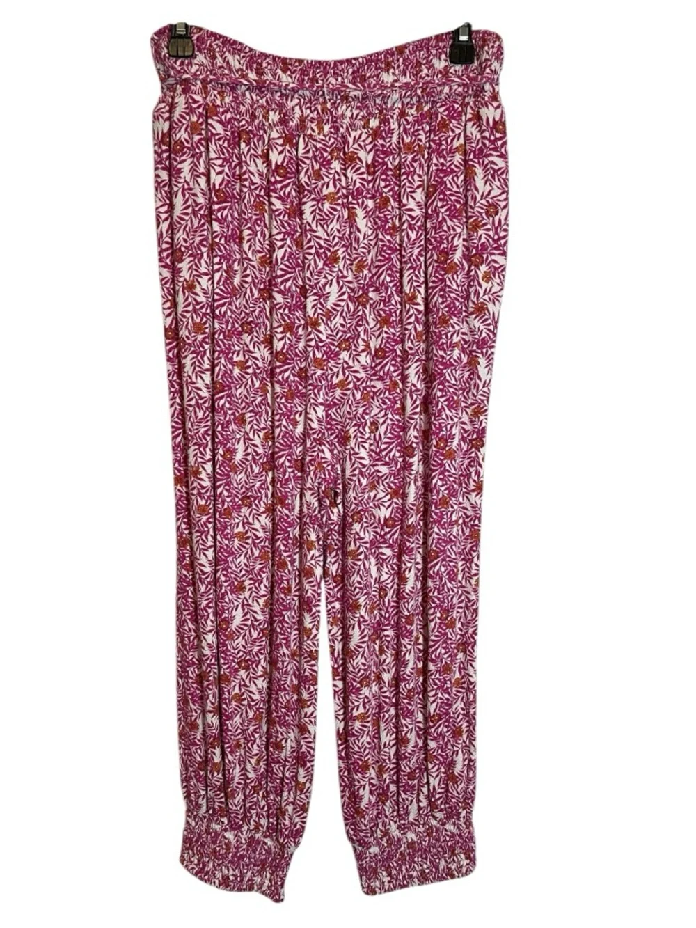 Anthropologie Pink White Abstract Floral Boho Joggers Size Large - Picture 4 of 7
